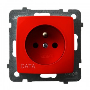 Ospel Karo GP-1SZD/m/00 - Gniazdo pojedyncze z uziemieniem typu DATA - Czerwony - Podgląd zdjęcia producenta